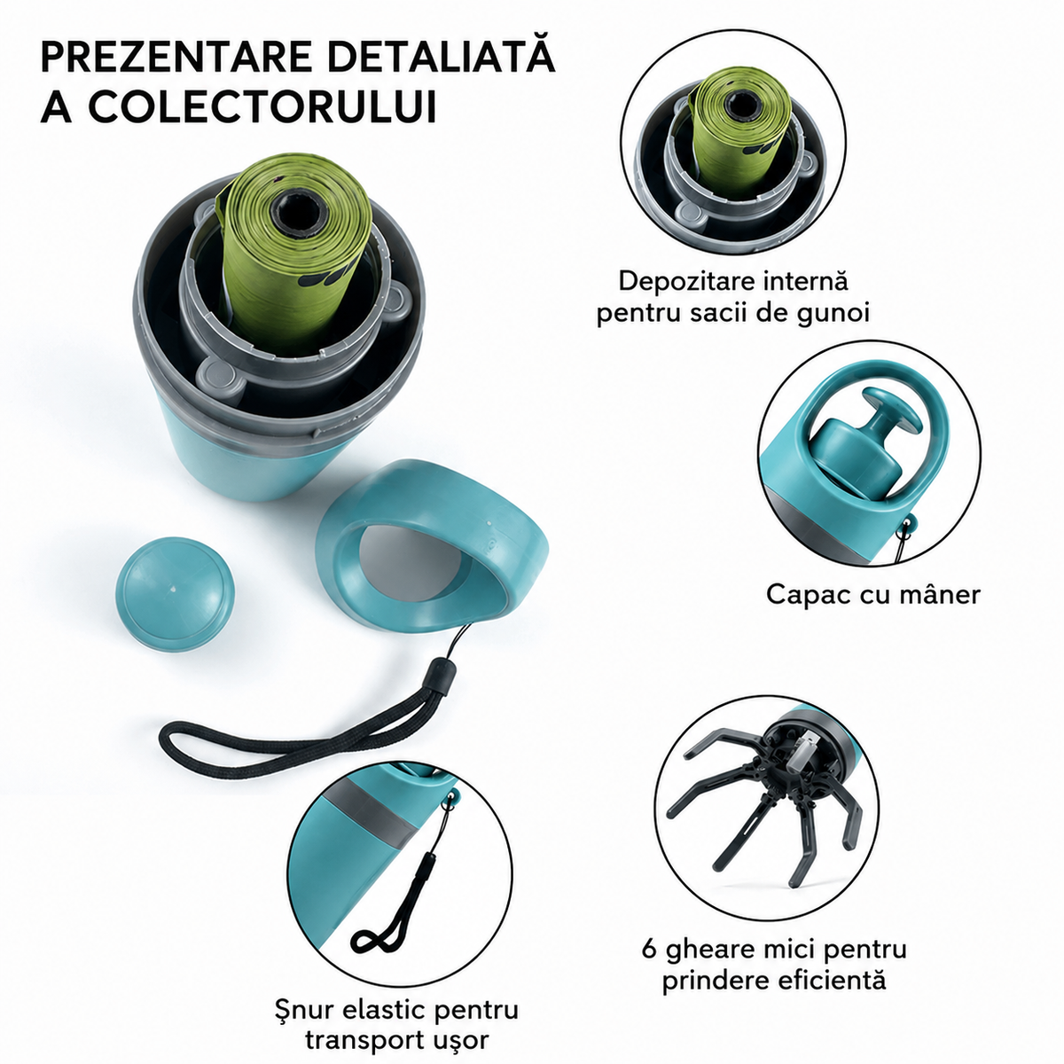 Colector Portabil pentru Câini + 1 Rolă de Saci Cadou